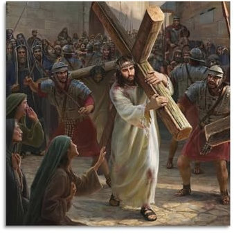 WPHSFX Jesus-Poster Carry a Cross, dekoratives Gemälde, Leinwand, Wandposter und Kunstdruck, moderne Familienschlafzimmer-Dekoration, Poster, 50 x 50 cm