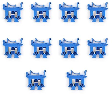SHENGYIG 10 Stück UK2.5 Reihenklemmen, UK2.5 Reihenklemmen Hutschiene, Nylon + Kupfer Schienen-Klemmenblock Blau, für Drahtverbindungen