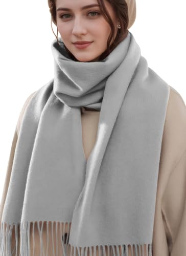 MEDUOLA Damen Winter Schal aus weichem angenehmem Material große einfarbige Pashmina mit fransen Pashmina Tücher und Umschläge