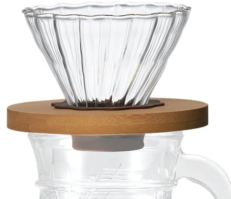 Dripper de café | Cono de vidrio transparente para verter sobre café con soporte | Embudo de café, verter una sola taza, taza de filtro de café hecha a mano para los amantes del café, herramienta de