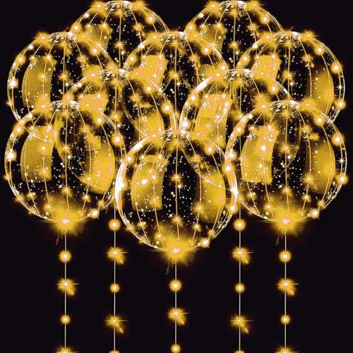 Lot de 10 ballons lumineux à LED de 13 pouces pour la Saint-Valentin, Bobo Ballons à LED avec ballons, la Saint-Valentin, Bobo Ballons avec 3 m Ballons transparents à hélium