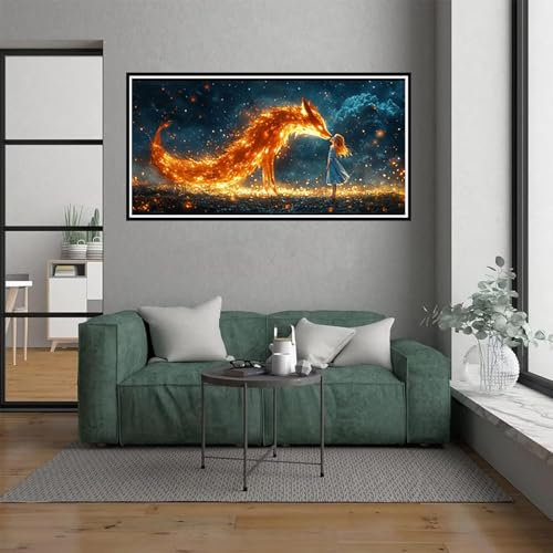 Fuchs Malen Nach Zahlen Erwachsene, malen nach zahlen kinder Mädchen DIY Handgemalt Ölgemälde Kit für anfänger und Erwachsene Mit 3 Pinseln und acrylfarbe, Herbst deko Schlafzimmer, 100x200cm