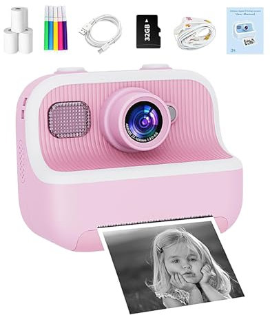 Kids Camera Instant Print, 1080P HD Digital Camera with 32GB Card & 3 Rolls Photo Paper, Instant Camera Toys, Cute Children Camera for Boys Girls Kids