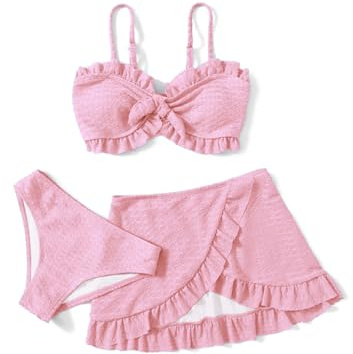 Arshiner Ragazze Costumi da Bagno 3 Pezzi Bikini Tuta Camisole Top con Coprire i Gonna Corta da Spiaggia Bambini Nuoto Costume Surf Costumi da Bagno
