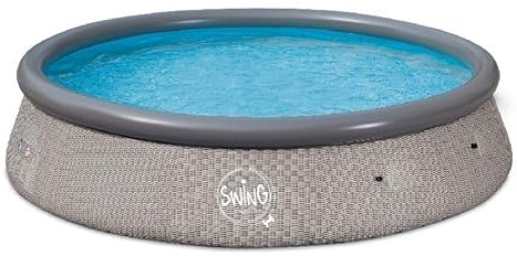 HAF® Swing Quick Up Piscina in grigio con dimensioni di 366 x 91 cm, capacità di circa 6.700 litri, piscina autosufficiente e autoportante, piscina da giardino senza pompa filtro