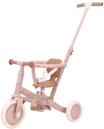 Little Dutch 4-in-1 Dreirad mit Schubstange Laufrad - Fairy Floral rosa