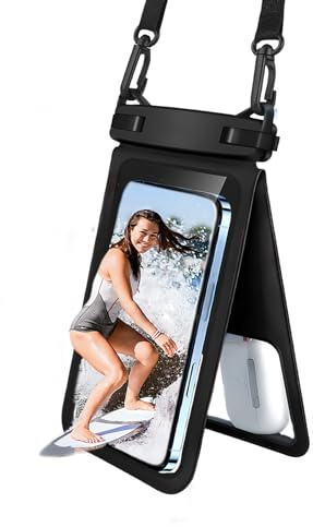 FainFun Wasserfeste Handyhülle, Hülle Handy Wasserdicht, wasserdichte Hülle, Unterwasser Handyhülle Tauchen für Bildschirm 9,5 Zoll Phone, für Schwimmen Surfen, iPhone/Samsung/Huawei/Xiaomi (Schwarz)
