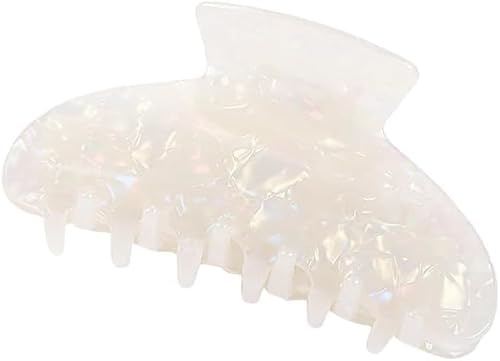 Ymhapp Pince à cheveux blanche antidérapante de style français, grande pince à cheveux solide en acrylique, accessoires de coiffure pour femmes et filles
