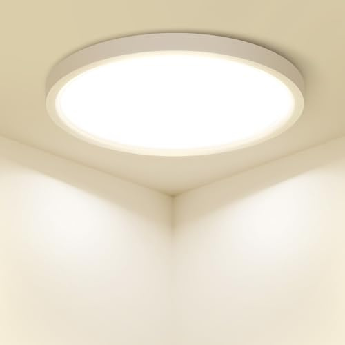 zemty Deckenlampe LED Deckenleuchte Flach, 18W 1800LM 5Farben-2700K/3000K/4000K/5000K/6500K Lampen Decke, Ø21.8x1.7cm Ultra Dünn Rund IP44 Badlampe für Flur Schlafzimmer Keller Küchen Badezimmer