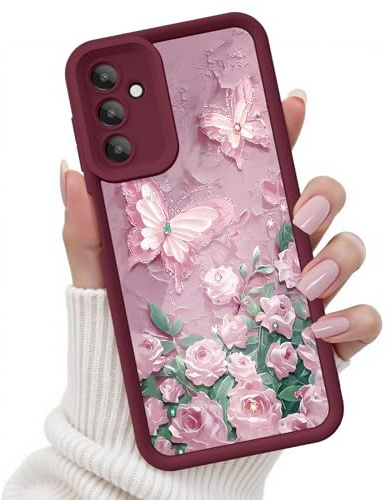 FUXICASE för Samsung Galaxy A16 5G fodral, kreativ fjärilsmönstrad design för flicka kvinnor, mjuk silikon stötsäker repskydd telefonskydd för Galaxy A16 (3D rosa fjäril)