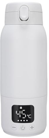 TIKATARER Calentador de Biberones Portátil de 500 Ml para Viajes, Calentador de Leche Inalámbrico de Acero Inoxidable 316, Recipiente de Fórmula de Hervidor Eléctrico Recargable para Automóvil Al
