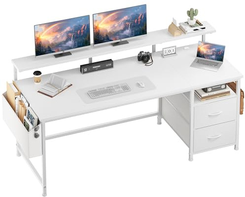 Klyvvo 140x48 cm Rettangolare Scrivania per Studiare, Lavoratori, Bianco