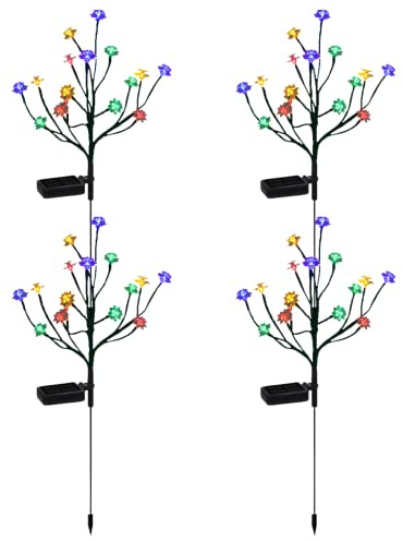 Muzrunq Luci solari da Giardino Luci solari Impermeabili a energia Solare con Fiori di ciliegio da paletto da Giardino Multicolori 4 Pezzi Fiori Luminosi per Alberi di di ciliegio Decorazioni per