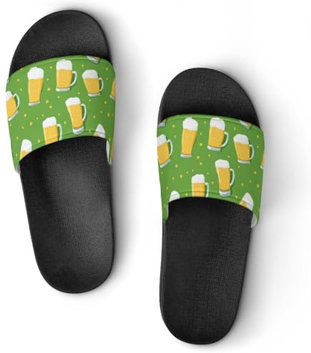 Beer Mugs Funny Unisex Beach Slippers & Pool Slides Anti-Slip House Shoes for Home Outdoor