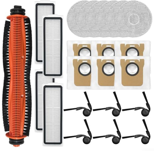 Juego de piezas de repuesto para aspiradora Xiaomi Robot Vacuum 5, incluyendo cepillo principal, cepillos laterales, filtros, paños de fregona y bolsas de polvo de 3.3L para una limpieza eficiente del