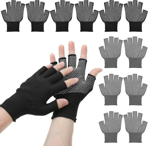 DOPENSPI 6 Pack Half-Finger Workout Gloves, Lightweight Half-Finger Slip Breathable Fingerless Work Glove Compression Gloves for Cycling Sports Motorcycle Fishing(Mix)