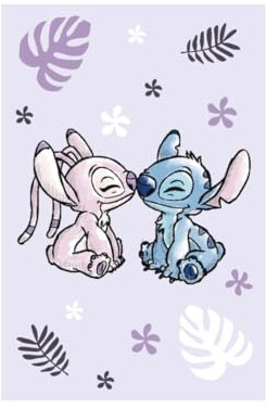 My sweety pop Pläd för flickor Stitch & Angel - barnfilt - 100 x 150 cm - 100 % polyester - Disney pläd - presentidé (Stitch & Angel pläd - rosa)