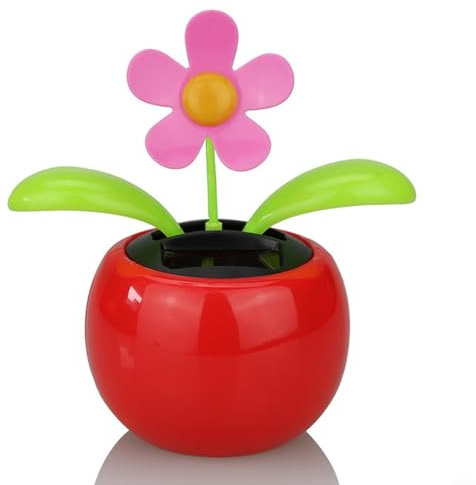 MIKMLYZE Décoration solaire en forme de fleur dansante avec mouvement oscillant, décoration d'intérieur en ABS pour fenêtre, bureau ou jardin, tête branlante joyeuse alimentée par la lumière du soleil