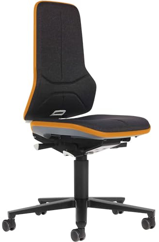 Neonorange, Stuhl mit Sockel und Rollen | Rollen, Permanentkontakt, Stoff, Flexband orange