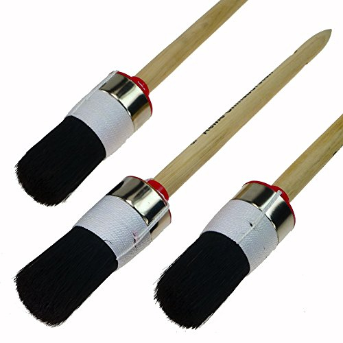 ROTIX-93814 3 Stück Profi-Ringpinsel Ø 35 mm Größe 8 Rundpinsel Lackierpinselschwarze Borste