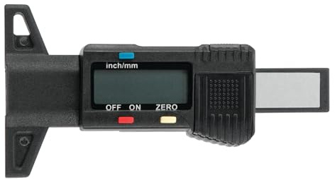Performance Tool 60310 Large LCD Display Tire Tread Depth Gauge - Easy Reading, Zero Setting, Metric/Inch Interchangeable, Manual On/Off