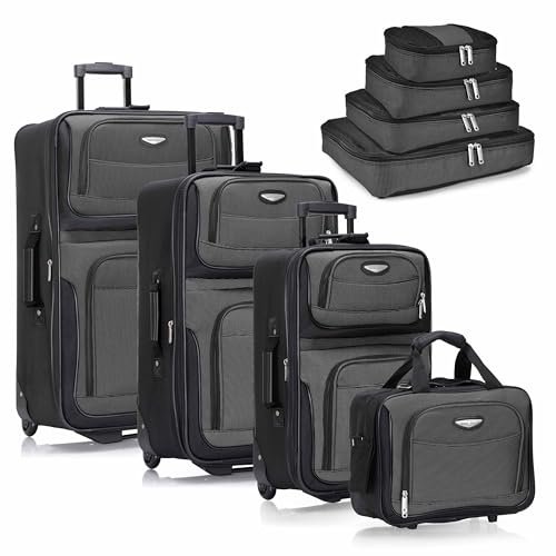 Travel Select Amsterdam - Equipaje Vertical Extensible con Ruedas, Gray, 8-Piece Set, Juego de 2 Piezas