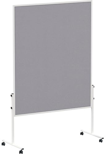 MAUL Moderationstafel MAULsolid grau mobil beidseitig mit Alurahmen | flexibel für Workshops, Filzfläche beidseitig pinnbar, rollbar mit Feststellfunktion, stabiler Stand im Büro