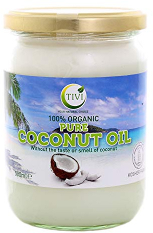 TIVI Organic Refined & Odourless Coconut Oil Glass Jar of 500 ml for Hair / Skin / Body / Cooking /Baking and Vegetarian, Vegan