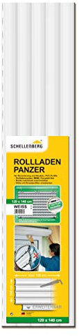 Schellenberg 20094 Rolladenpanzer Set PVC Mini für 40 mm Stahlrohrwellen – 120 x 140 cm weiß, in der Breite kürzbar, inkl. Rolladen Aufhängungen, Alu-Endleiste, Anschlagstopfen