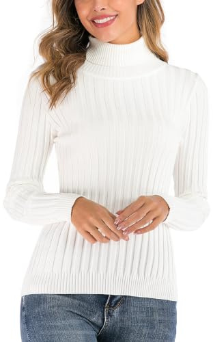 Suéter Cuello Alto para Mujer Pull-Over Tops Primavera Otoño Suéter de Punto Suéter de Invierno cálido y Elegante Suéter Elegante Calcetín Moderno Cuello Alto Alto Mujer Básico