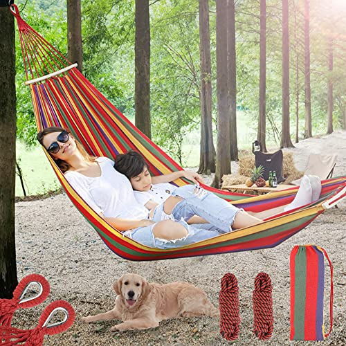 Vivibel Camping Hängematte Outdoor, Hängematte 2 Personen 200KG Traglast 260 x 150 cm, Atmungsaktiv Reisehängematte Ultraleicht Fallschirm Outdoor hängematte für Reise Camping Wandern Garten (Rot)