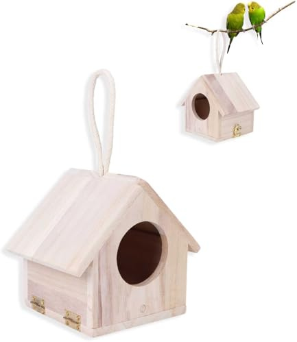 HERCHR Casetta per Uccelli in Legno da Appendere, Casetta per Uccelli Non finita all'aperto Scatola di nidificazione per Uccelli Decorazione da Giardino per Hummingbird Wren Finch Sparrow