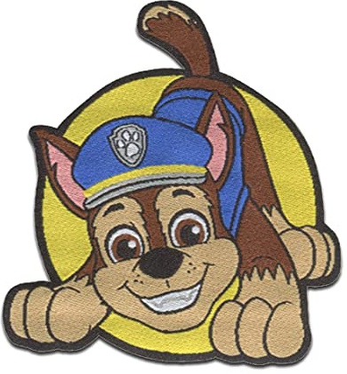 Comercial Mercera Paw Patrol Chase Aufnäher zum Aufbügeln 5,7 x 6,3 cm Bügelbild für Kinder mit Superhunde Hund Welpen Fan, Bügelpatch Patches Bügelflicken Geschenk