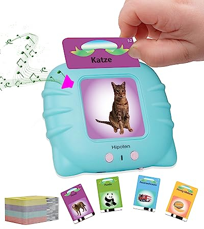 Hipoten sprechende Lernkarteikarten, Lernspielzeug für Kleinkinder für 1 bis 6 Jahre, Vorschul-Lernspielzeug für Kinder zum Zuhören und Lernen von 224 Wörtern (Deutsch blau)