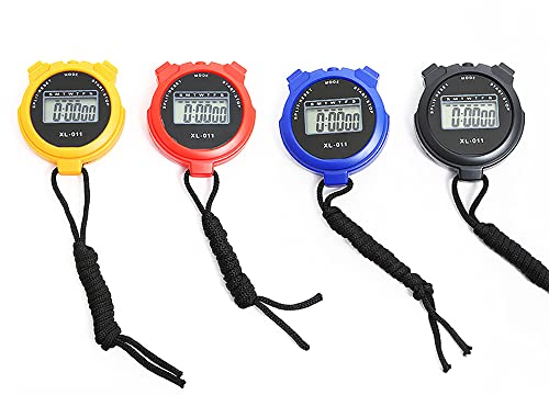 VOANZO - 4 cronómetros deportivos con función de fecha, hora y alarma, pantalla grande, resistente a los golpes, impermeable, para natación, correr, entrenamiento deportivo