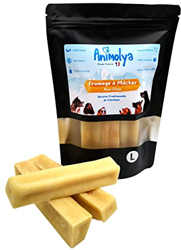 Friandises pour Chien - Bâton de Fromage à Mâcher - 100% Naturel - Barre Résistante - Occupation et Mastication - Hygiène Dentaire - Os Ludique et Sain (Taille L - Lot de 3)