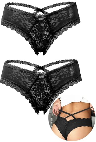 ohyeahlady Tanga Dam Spets Stringtrosa Sexig Hög Midja Trosor Brasiliansk Trosor Underkläder Plus Size T-Back Underkläder