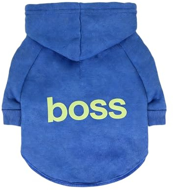 LtuzPet Hund Hoodie Boss Druck Hund Pullover Weiche Fleece Haustier Kleidung Warme Hund Jacke Mantel
