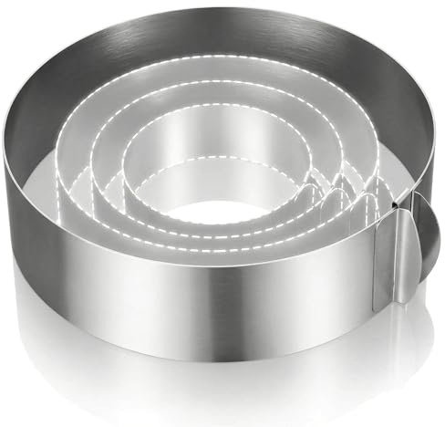 Amylove 1 Pcs Adjustable 6-12 Inch Round Cookie Cutter, Circle Cookie Cutter Stainless Steel Round Cake Trimmer for Baking Kit Mousse Layered Cake Biscuit Food Tiramisu Pastry