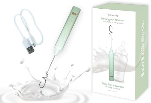 CLIMSOM - Babyflaschen Zubereiter, Wiederaufladbarer USB-Flaschenmischer für Milchpulver, sekundenschnelles gleichmäßiges Anrühren, für alle Milchpulver, auch angedickte Milch