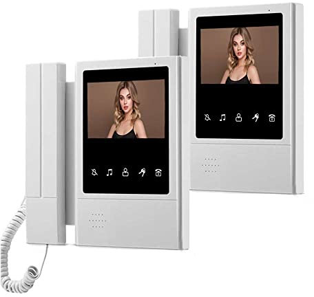 OBO HANDS Sistema Videocitofonico Cablato da 4,3 pollici, 2 Monitor Interni, per Case/Appartamenti