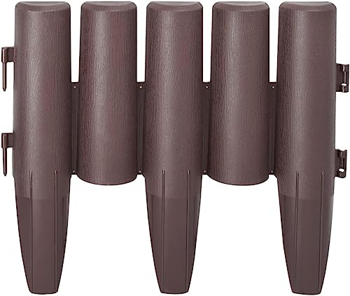 NAIZY Rasenkante Kunststoff Gartenpalisade Beeteinfassung mit Holz Optik Beetumrandung Rasenkante Randstein Kantenstein Braun (LxH): 28cm x 24cm - 10 Stück 2,8M