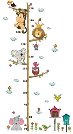 Kinder-Wandaufkleber, Tiere, Dschungel, Wildtiere, verzweigte Messlatte, Wandbild, Aufkleber für Kinderzimmer, Dekoration, Zuhause, Garten, Werkzeug