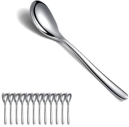 Kyraton Teelöffel 12 Stück, 14cm Edelstahl Kaffeelöffel, Dessertlöffel, Espressolöffel, Kleine Löffel, Löffel Besteck Set, Spülmaschinenfest