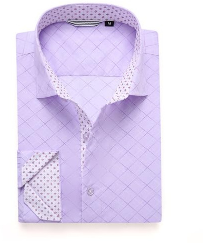 Alex Vando Mens Printed Dress Shirts Long Sleeve Regular Fit Button Down Shirt,Purple,L