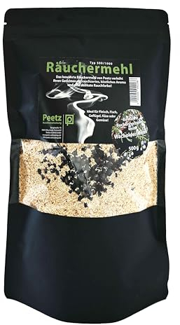 Peetz Räuchermehl, Räucherspäne Buche mit Wacholderbeeren 2 x 500 g (1 kg) Buchenholz mit Wacholderbeeren für Sparbrand, zum Heiß- und Kalträuchern