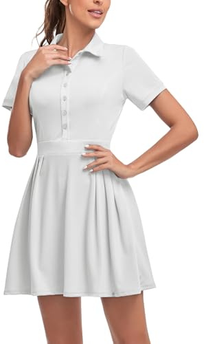 Soneven Damen Tenniskleid mit Hose Tennis Kleidung Set Ärmellos A-Linien Sportkleider Sommerkleid Golfkleid Für Sport Tennis Golf Baseball