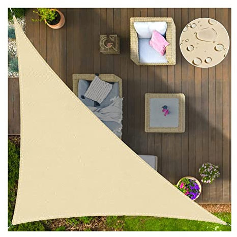 Voile Dombrage Triangulaire, Toile Ombrage Triangulaire Anti UV, Voile Dombrage Imperméable, Polyester Résistant Aux Déchirures, Toile Soleil Exterieure Pour (Color : Beige, Size : 4x4x5.7m)