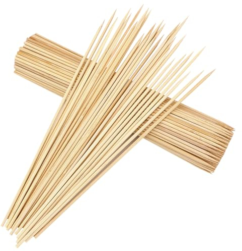Lot de 100 brochettes de barbecue en bois épais pour barbecue, brochettes longues en coton pour bonbons, fournitures de fête, bâtons de nourriture pour fruits, fontaine au chocolat, 30 cm