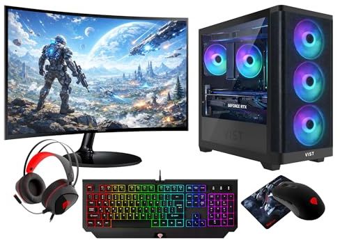 VIST Gaming PC Komplett Set Ryzen 7 5700X RTX 5060 32GB SSD 1TB WiFi 27 W11